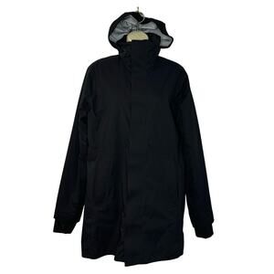 Frank And Oak State Parka Waterproof Rain Jacket Breathable Hooted Men's L Black